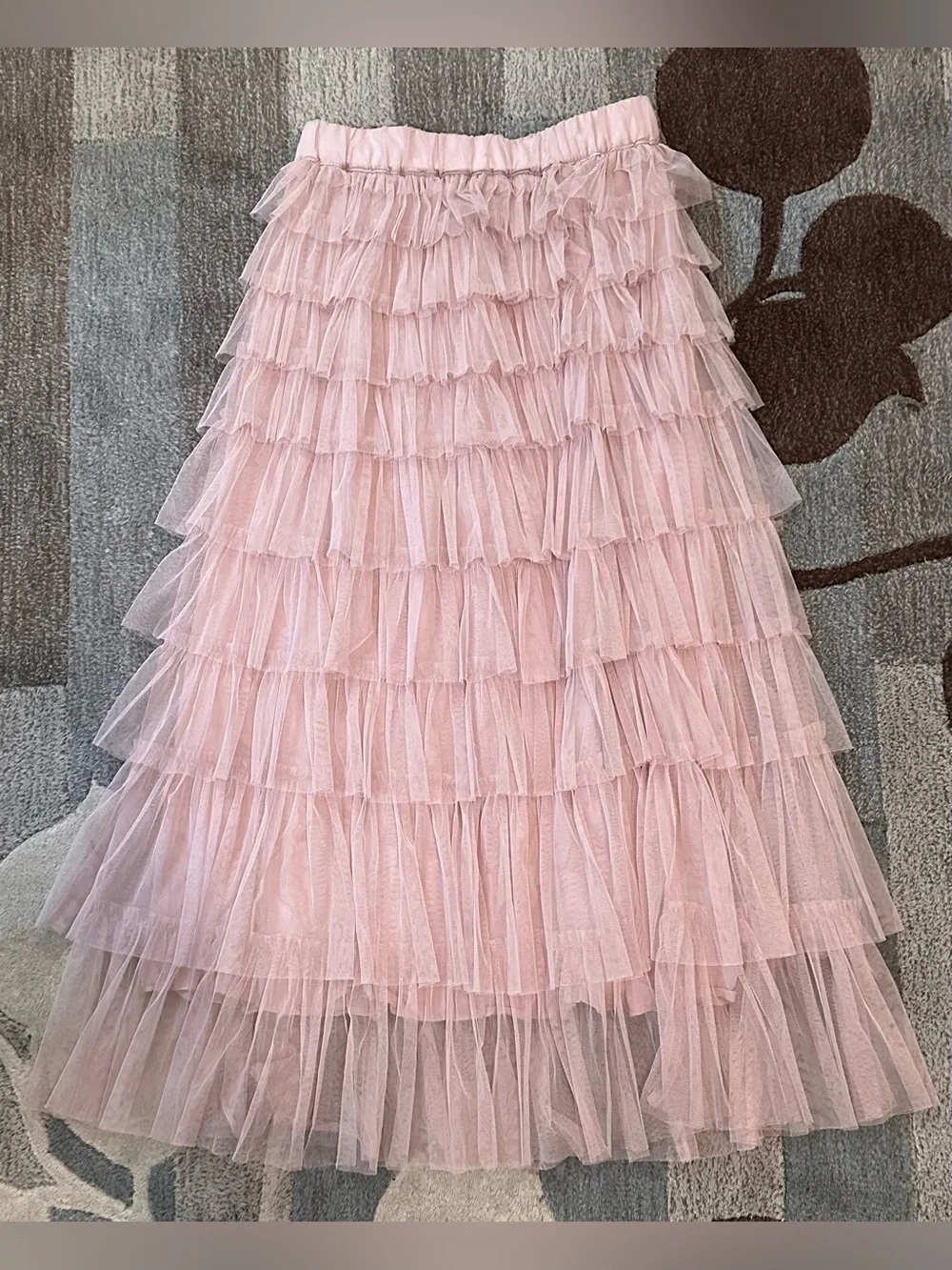 Anthropologie |Cupcakes & Cashmere Tiered Tulle Maxi Skirt. Dusty Pink